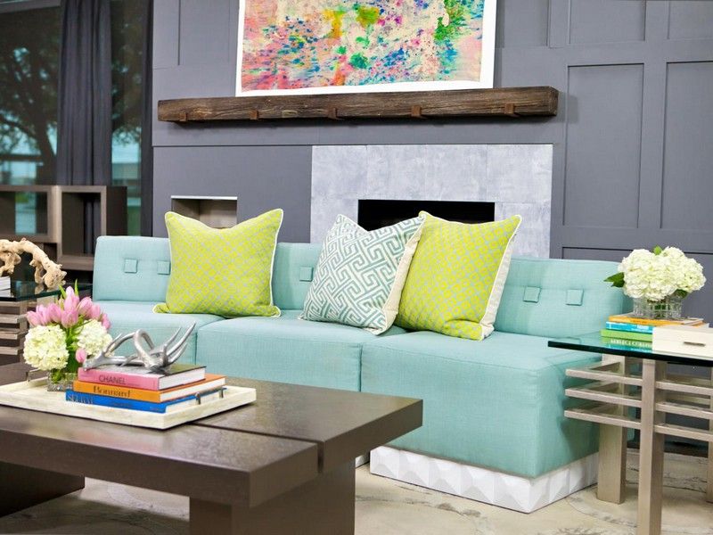 Väggdesign i grå och turkos soffa-fram-modern-idé-uppsättning