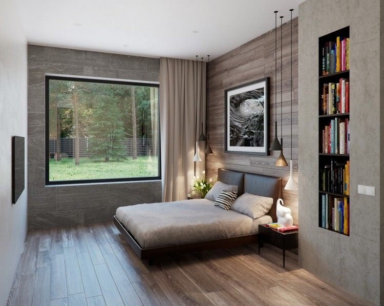 väggnischer-design-sovrum-nisch-bokhylla-äkta trägolvbrädor