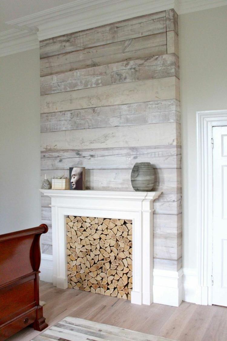 väggpaneler av trä accent vägg-öppen spis-dekoration-matta-interiör