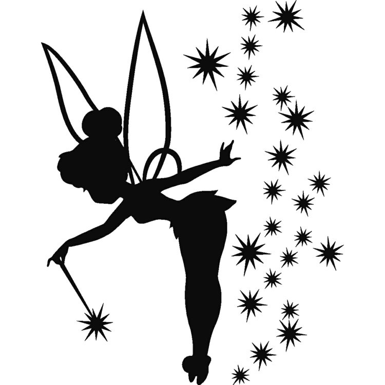 vägg-stencil-print-fairy-tinkerbell-star-girl-room