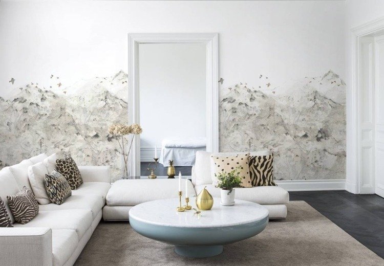 vägg tapeter vardagsrum-används-ser-vatten-färg-ser-vit-möbler
