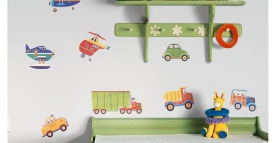väggdekal barnrumsidéer för pojkar olika fordon