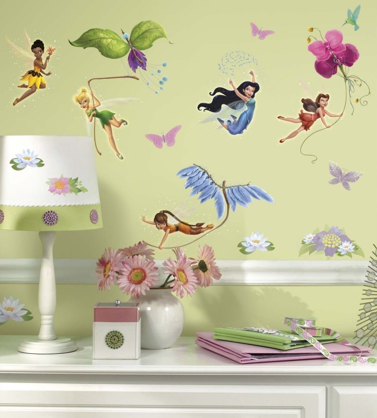 Väggdekaler-i-barnkammaren-flickor-rummet-Disney-älvor-tecknade filmer