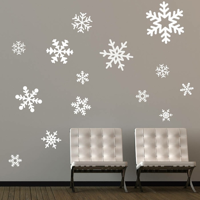 designa ditt eget väggdekal snöflinga vitt rum deco