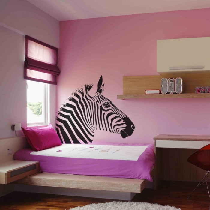 zebra väggklistermärke gör dig själv svart ränder rosa vägg