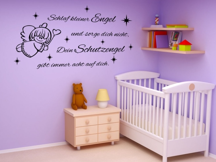 Väggdekal-ordspråk-baby rum-skyddsängel-baby säng