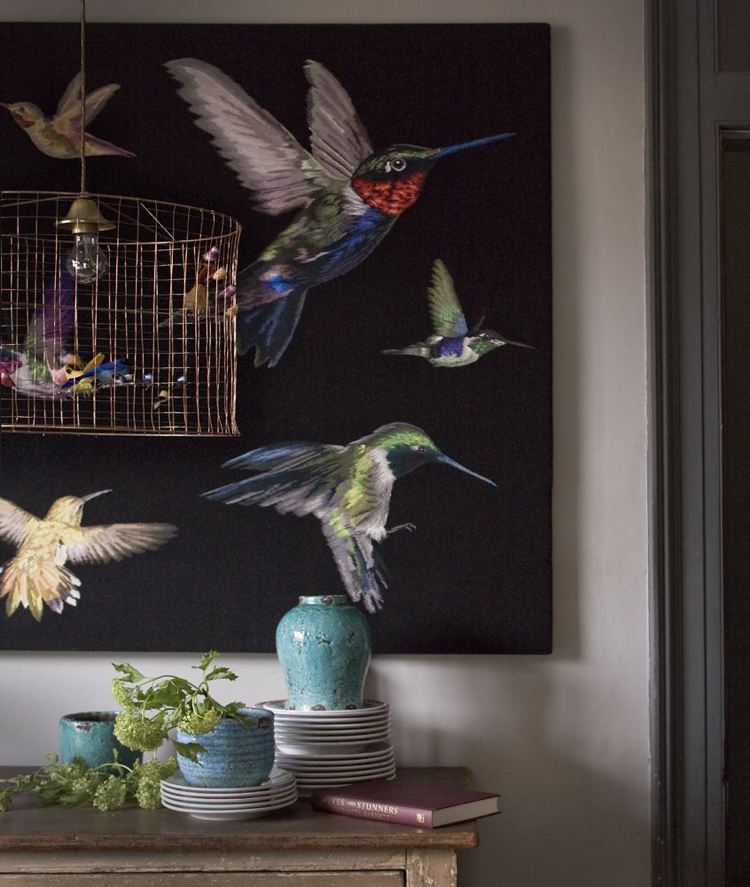 Gobeläng dekoration natur mönster kolibrier fåglar vägg konst tyg