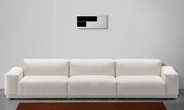 Vardagsrum digital väggklocka-innovativ design vit soffa