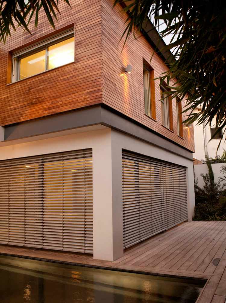 väggbeklädnad fasad-trä-remsor-utomhus-design-modernt hus