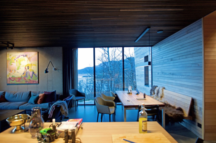 kök matplats bänk utsikt skog