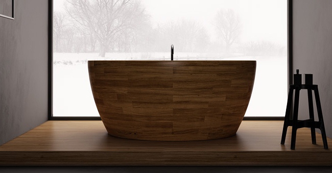 Möbel träbadkar ergonomiskt oval fristående