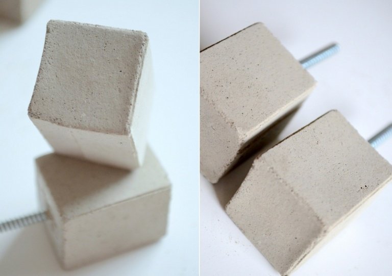 Tinker minimalistiska skåphandtag med betong och skruvar
