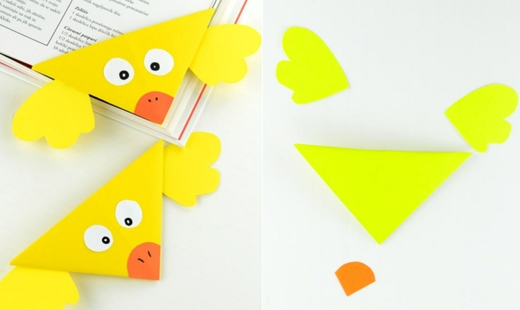 Gör bokmärken för påsk för barn från 3 år - origamikycklingar