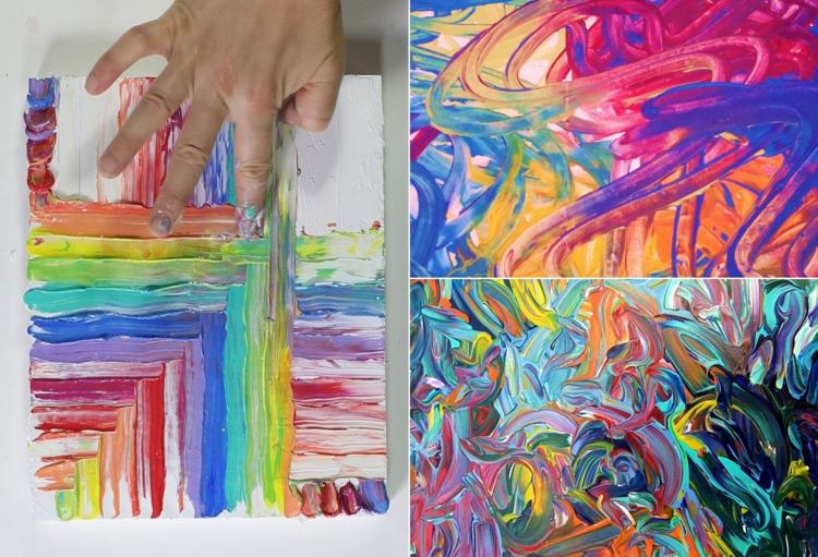 Måla färgglada bilder med fingerfärger - idéer för barn och vuxna