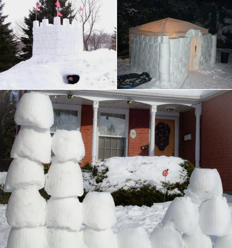 Bygg ett slott själv för snöbollsstrider eller att dröja kvar