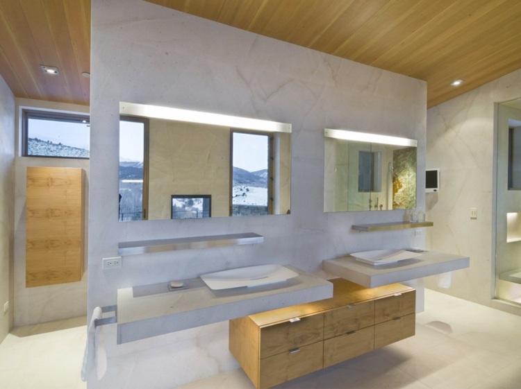 lampa spegel konsol badrum handfat modern vägg vit