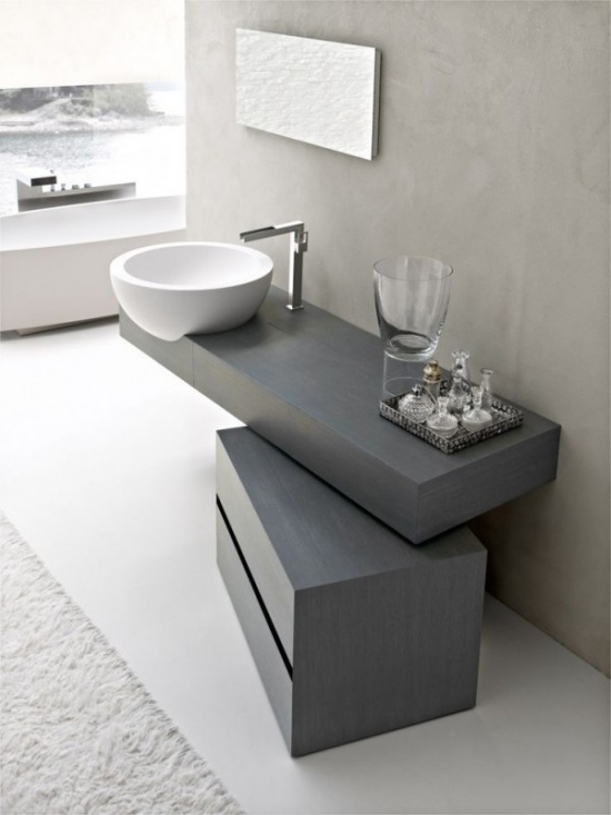 badrum grå yta original design optisk illusion