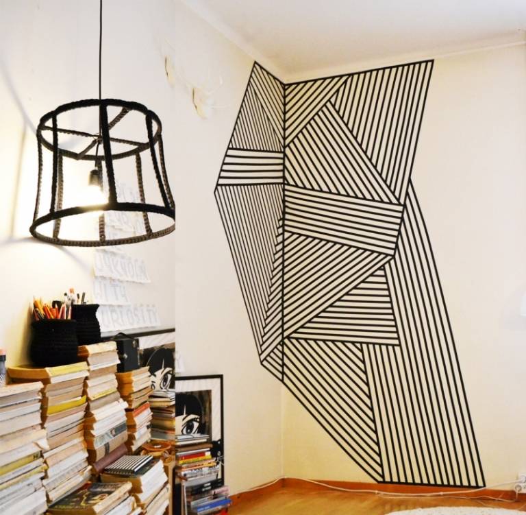 Washi-tejp-vägg-dekoration-geometriska-motiv-moderna