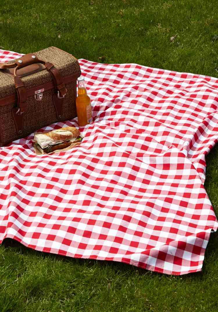 vattentät-picknick-filt-rutig-röd-vit-picknick-fall-drink-torv-smörgås