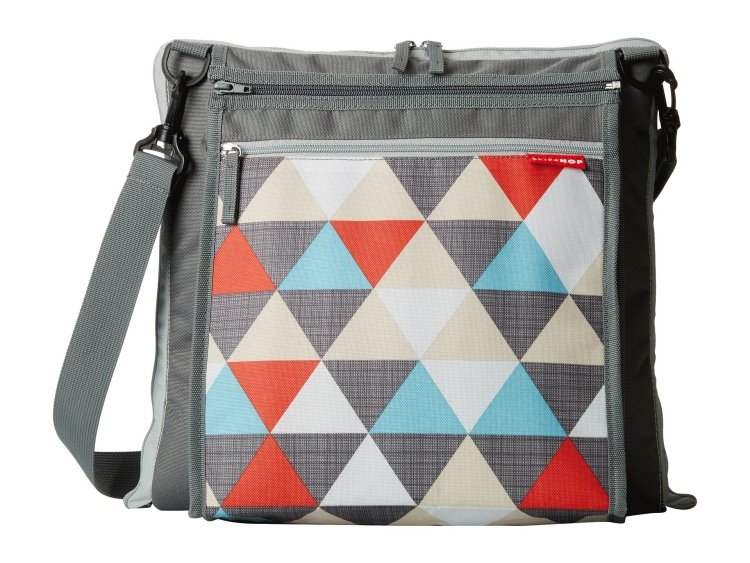 vattentät-picknick-filt-väska-mönster-grå-trianglar-geometrisk-röd