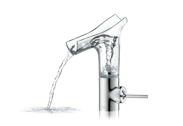 vattenblandare transparent bad starck axor vattenfall