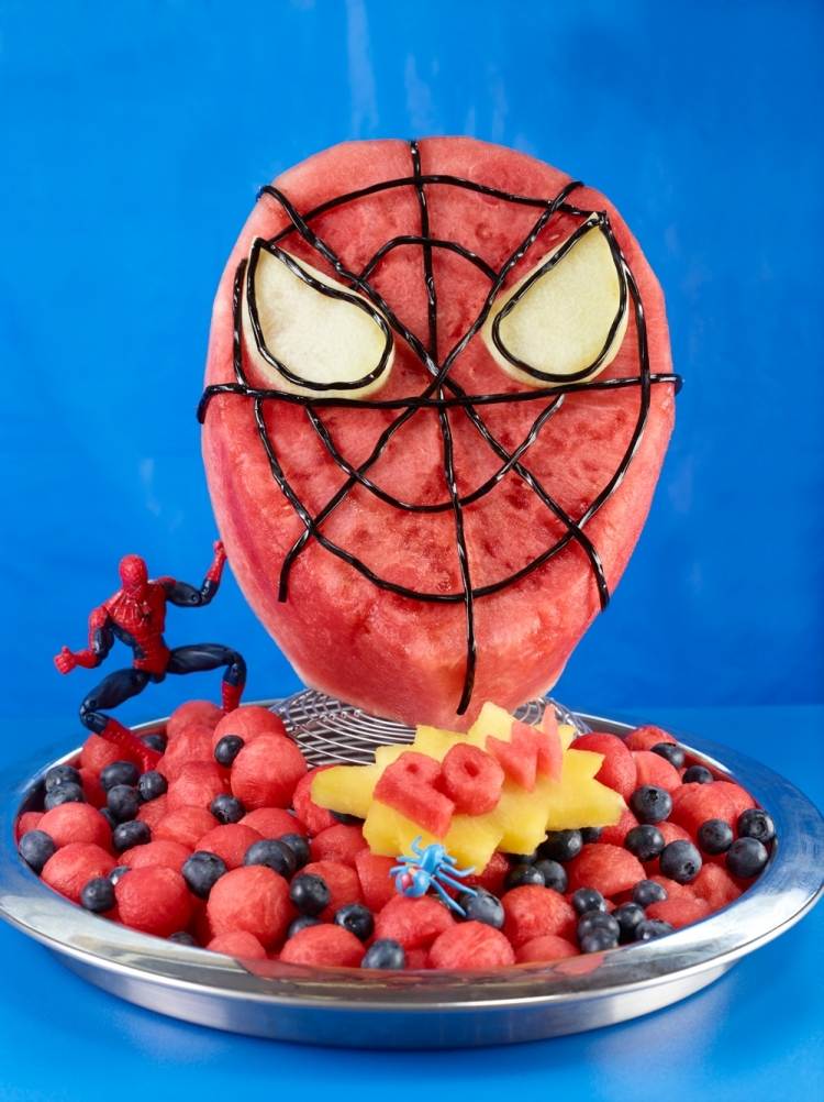 vattenmelon-dekorera-idéer-barn-födelsedag-Spiderman