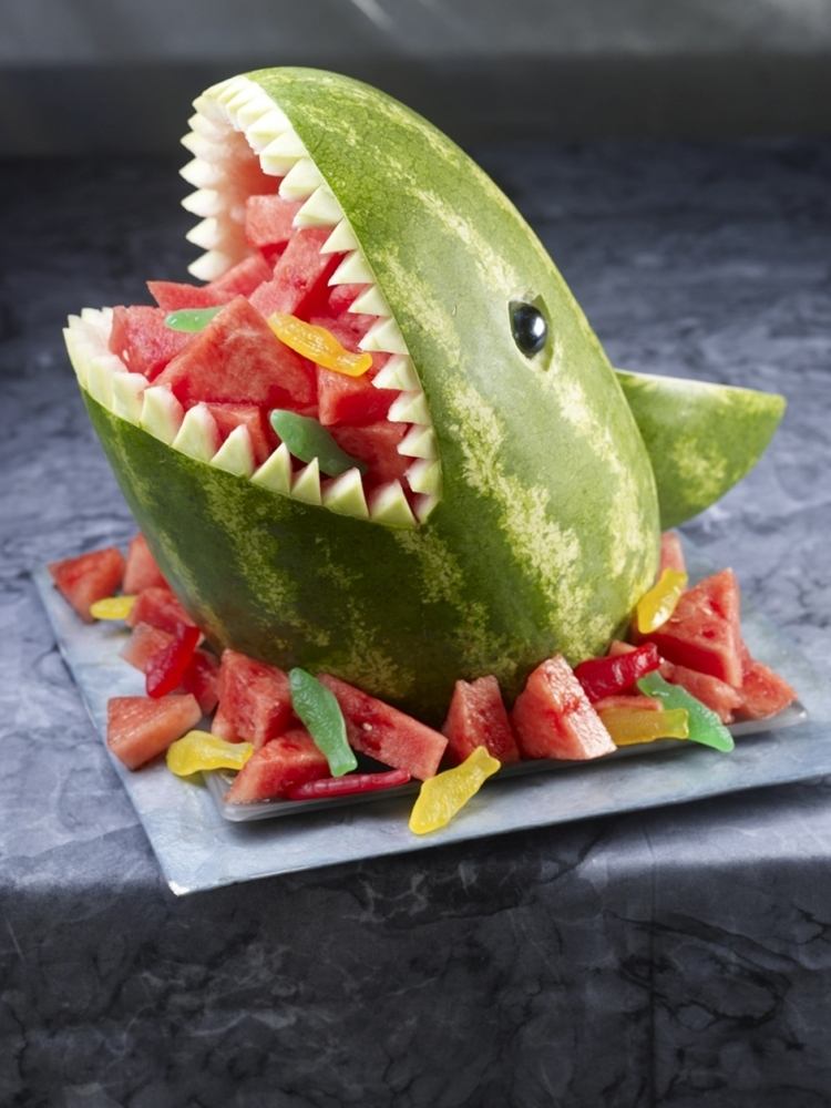 haj-vattenmelon-carving-dekorera-barns födelsedag