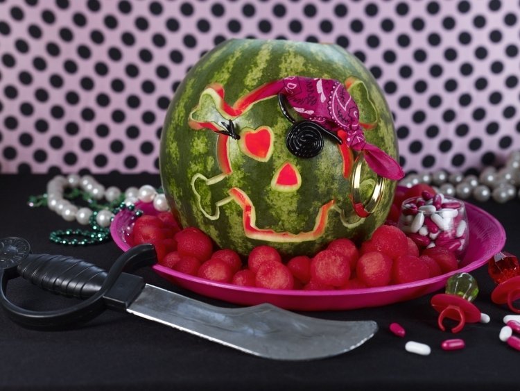 vattenmelon-dekorera-idéer-barn-födelsedag-pirat-motto