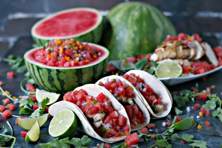 vattenmelon grill kyckling tacos enkelt recept