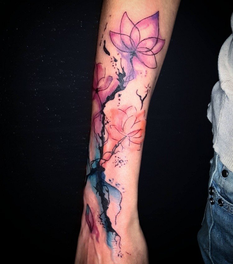 akvarell-tatuering-konturer-akvareller-underarm