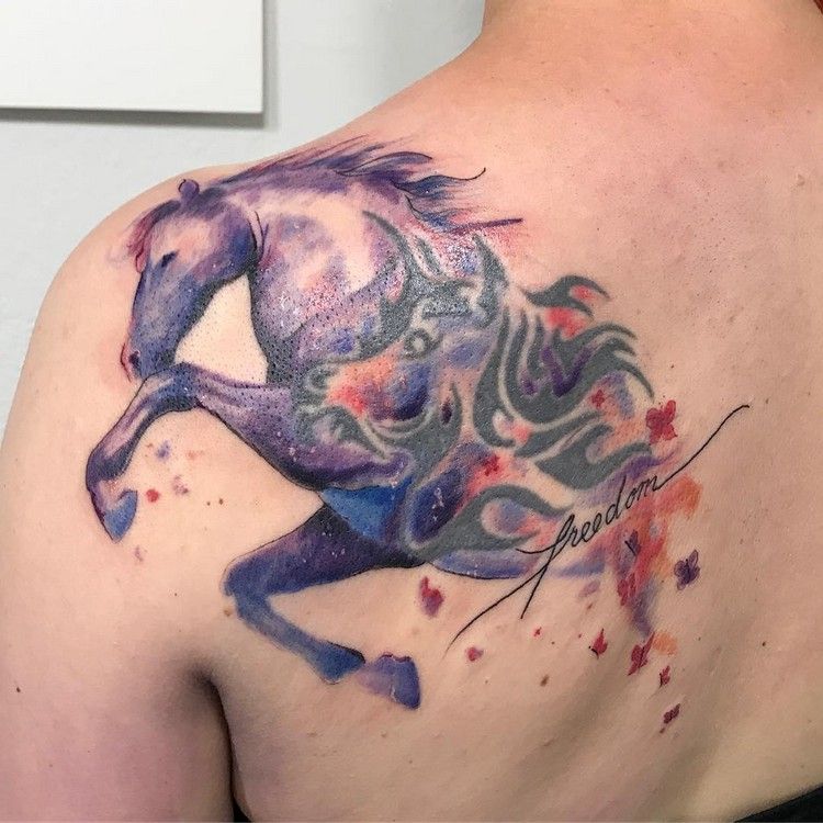 akvarell-tatuering-idéer-djur-häst