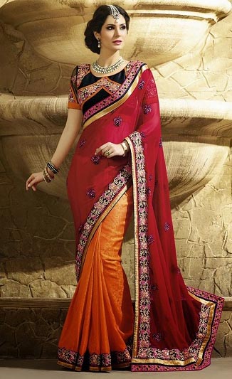 Oranssi ja Maroon Saree