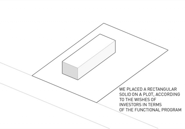 vit och grå ritning över första byggnadsvolymen
