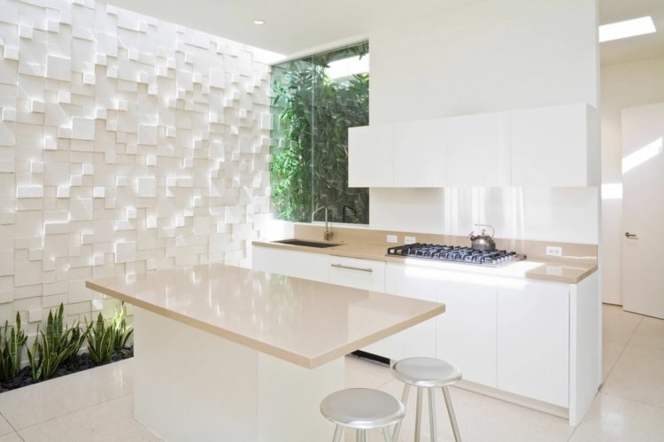 betongblock vägg kök-små-ljus-möblering-belysning-växter
