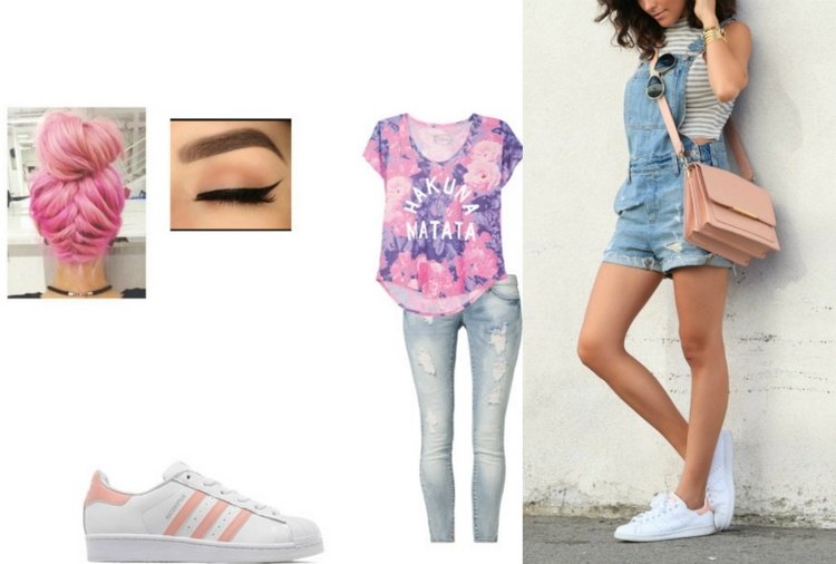 vita-sneaker-kombinationer-kvinnor-adidas-rosa-jeans-shorts