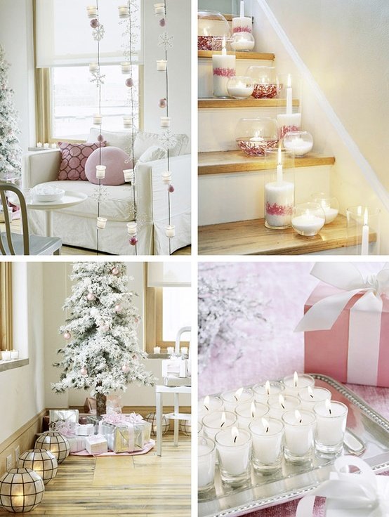 vit-jul-dekoration-idéer-värmeljus-trappor