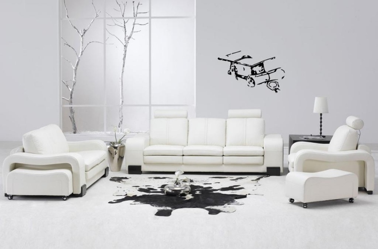 Vita vardagsrumsmöbler -moderna-minimalistiska-praktiska-pall-rull-väggdekaler