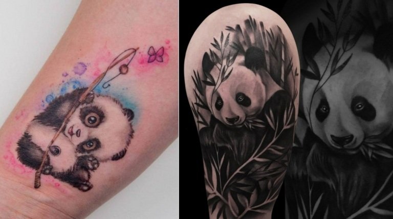 Subtil akvarell tatuering och idé för låret med bambuskog