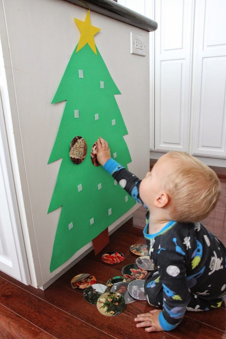 Tinker julgran-barn-alternativ-baby-instruktioner-jul-träd-papper-kardborreband