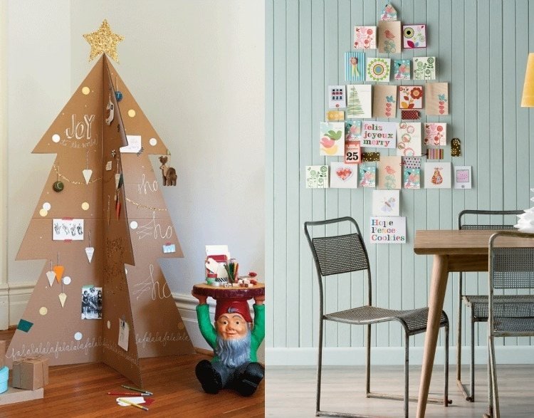 jul-träd-tinker-barn-alternativ-kartong-kartong-kort-vägg-modern-DIY-kreativ