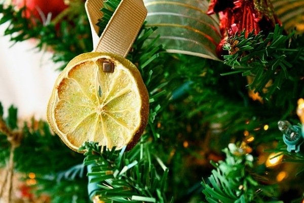 Julgran dekorera torkade citronträdhängen