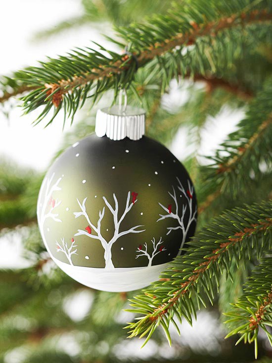 Julgransdekorationer enkel idé måla trädbollar