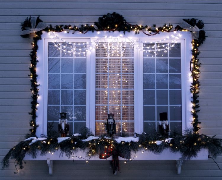 julbelysning fönster utanför silhoette loop