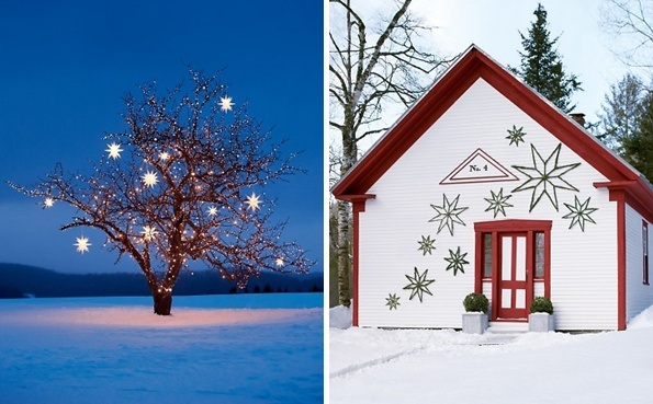 festlig-jul-dekoration-utanför-dekorera-stjärnor