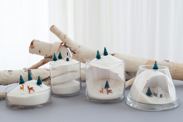 juldekoration-pyssel-vinter-diorama-landskap-konstgjorda-snö-gran-träd