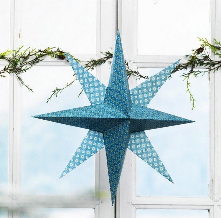 jul-dekoration-fönster-tinker-3d-papper-stjärna-dekor-papper-blå