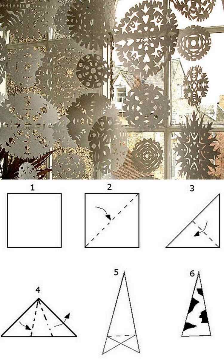 jul-dekoration-fönster-papper-klipp-ut-snöflingor
