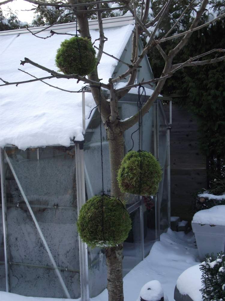 jul-dekoration-trädgård-idéer-mossa-träd-boll-hängande
