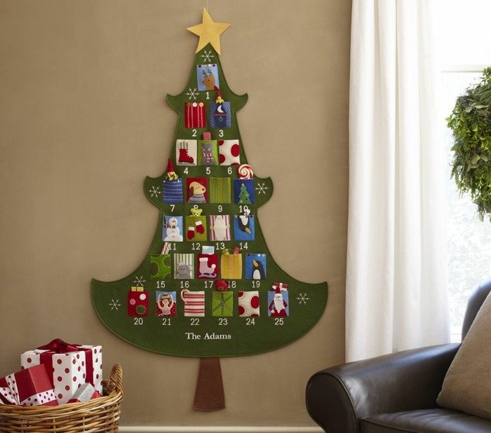 Juldekoration adventskalender tyg plantskola dekorera idéer