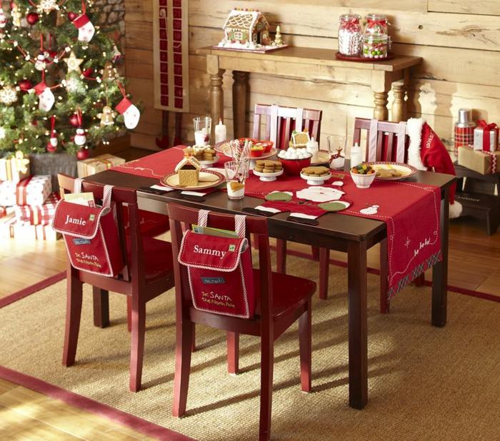 Julbord dekoration idéer lekplats röd färg